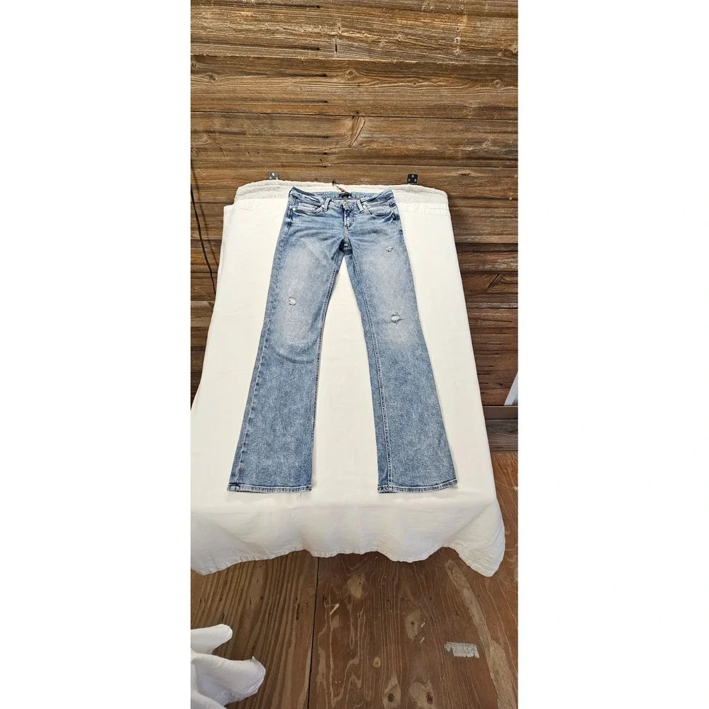 Silver Jeans Tuesday Slim Boot Light Acid Wash Low Rise Jeans W29 L31